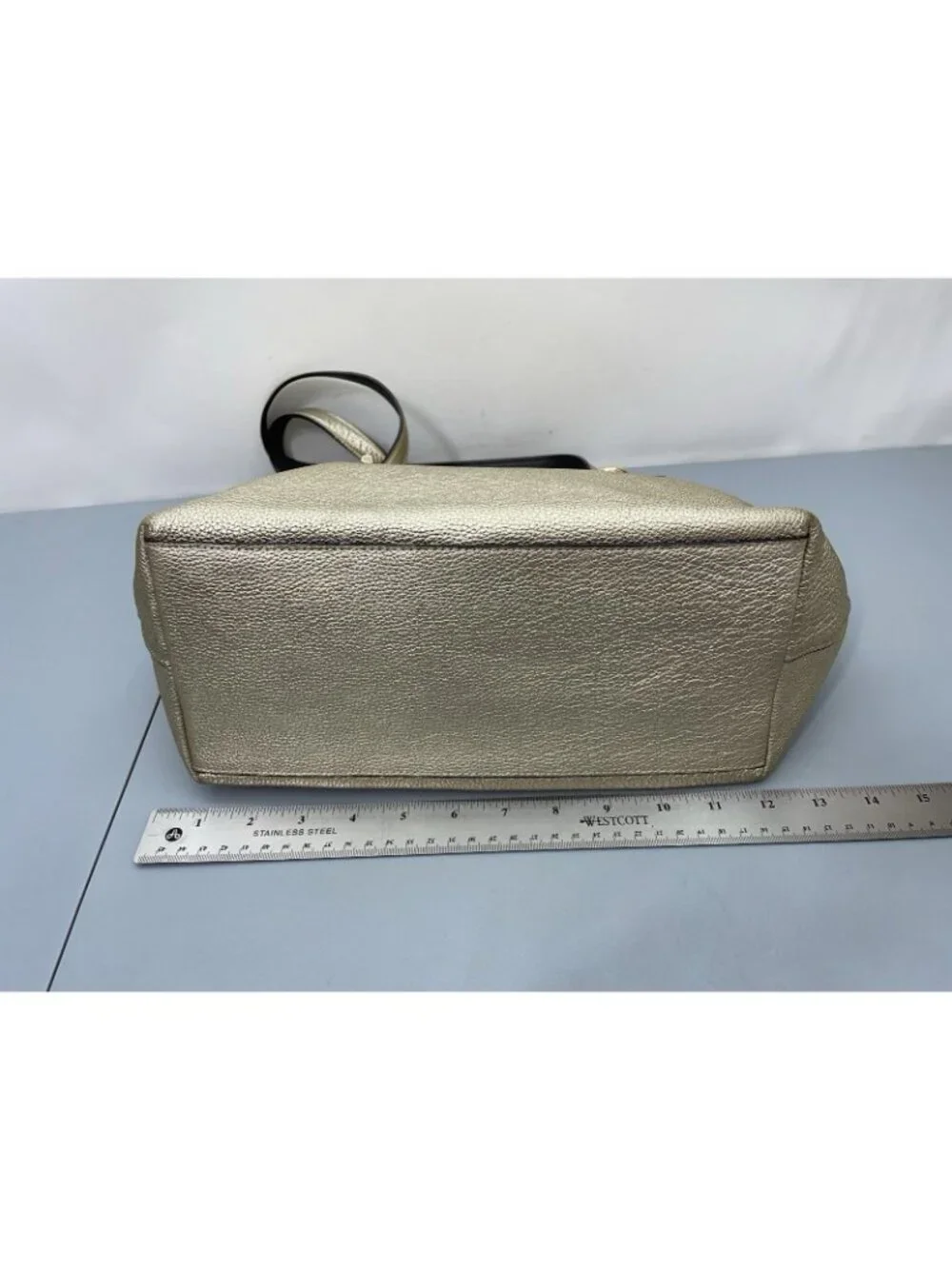 Coach Taylor Tote Shoulder Bag Zip Top Metallic Pebbled Leather Gold